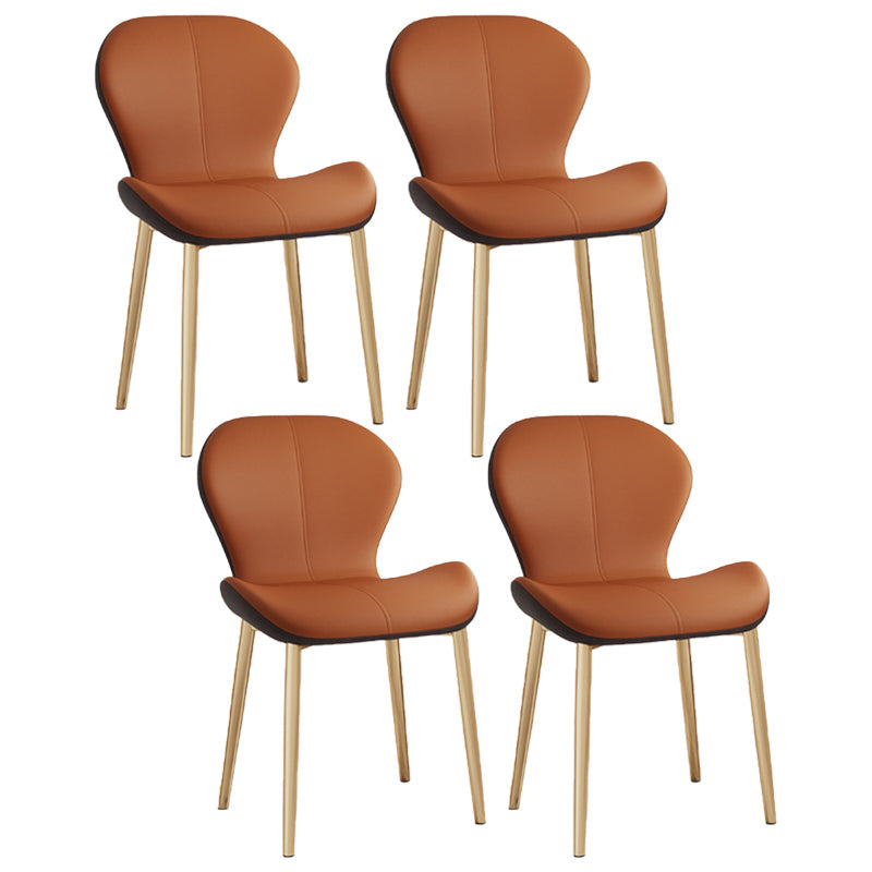 Scandinavian PU Leather Bedroom Side Chair Matte Finish Parsons Dining Chair Orange 4 Piece Set Brass Gold Clearhalo ' kitchen&dining_furn' 'Dining Chairs' 'Dining Tables & Seating' 'dining_chair' 'furn' 'furn_dining_chair' 'Furniture' 'furniture_dining_chair' 'Kitchen & Dining Furniture' 'kitchen' 3966827