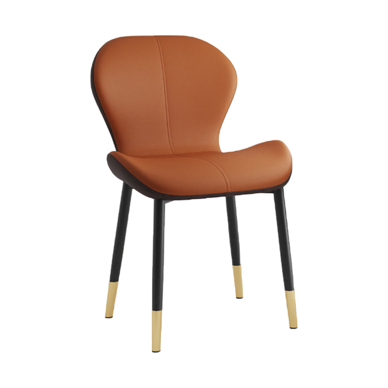 Scandinavian PU Leather Bedroom Side Chair Matte Finish Parsons Dining Chair Orange 1 Piece Black Gold Clearhalo ' kitchen&dining_furn' 'Dining Chairs' 'Dining Tables & Seating' 'dining_chair' 'furn' 'furn_dining_chair' 'Furniture' 'furniture_dining_chair' 'Kitchen & Dining Furniture' 'kitchen' 3966828