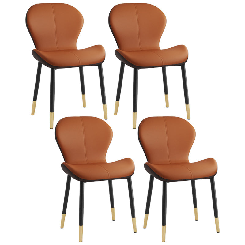 Scandinavian PU Leather Bedroom Side Chair Matte Finish Parsons Dining Chair Orange 4 Piece Set Black Gold Clearhalo ' kitchen&dining_furn' 'Dining Chairs' 'Dining Tables & Seating' 'dining_chair' 'furn' 'furn_dining_chair' 'Furniture' 'furniture_dining_chair' 'Kitchen & Dining Furniture' 'kitchen' 3966830