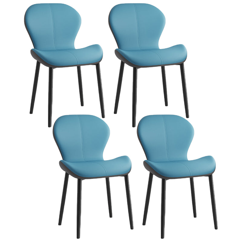 Scandinavian PU Leather Bedroom Side Chair Matte Finish Parsons Dining Chair Blue 4 Piece Set Black Clearhalo ' kitchen&dining_furn' 'Dining Chairs' 'Dining Tables & Seating' 'dining_chair' 'furn' 'furn_dining_chair' 'Furniture' 'furniture_dining_chair' 'Kitchen & Dining Furniture' 'kitchen' 3966833