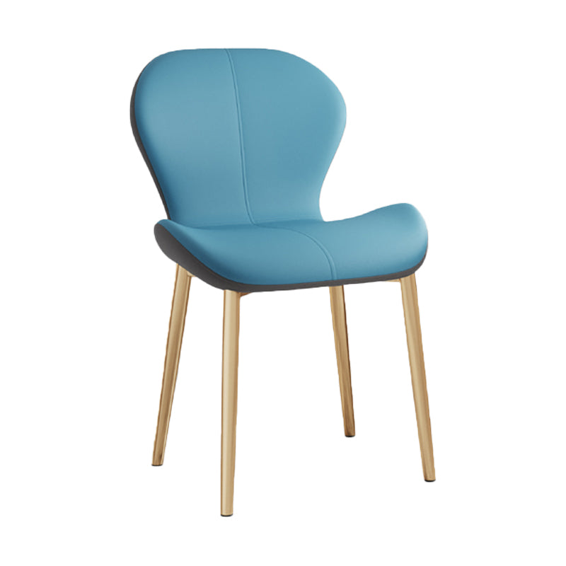 Scandinavian PU Leather Bedroom Side Chair Matte Finish Parsons Dining Chair Blue 1 Piece Brass Gold Clearhalo ' kitchen&dining_furn' 'Dining Chairs' 'Dining Tables & Seating' 'dining_chair' 'furn' 'furn_dining_chair' 'Furniture' 'furniture_dining_chair' 'Kitchen & Dining Furniture' 'kitchen' 3966834