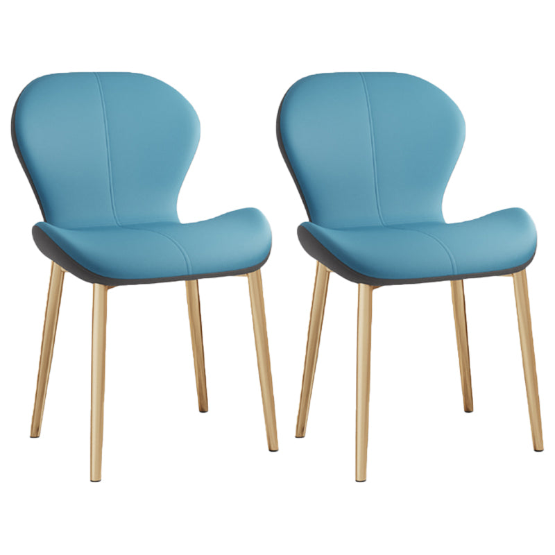 Scandinavian PU Leather Bedroom Side Chair Matte Finish Parsons Dining Chair Blue 2 Piece Set Brass Gold Clearhalo ' kitchen&dining_furn' 'Dining Chairs' 'Dining Tables & Seating' 'dining_chair' 'furn' 'furn_dining_chair' 'Furniture' 'furniture_dining_chair' 'Kitchen & Dining Furniture' 'kitchen' 3966835
