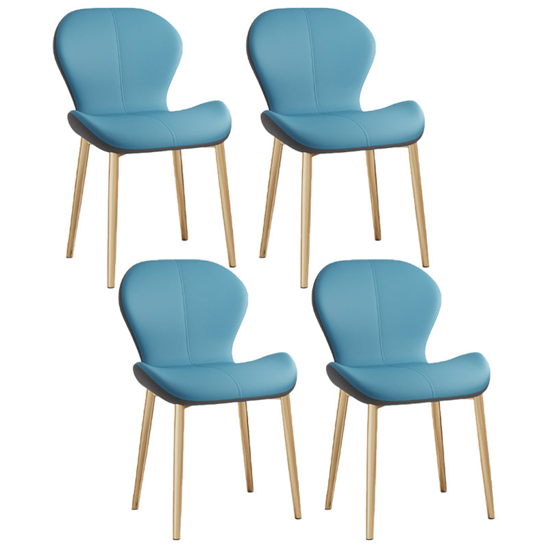 Scandinavian PU Leather Bedroom Side Chair Matte Finish Parsons Dining Chair Blue 4 Piece Set Brass Gold Clearhalo ' kitchen&dining_furn' 'Dining Chairs' 'Dining Tables & Seating' 'dining_chair' 'furn' 'furn_dining_chair' 'Furniture' 'furniture_dining_chair' 'Kitchen & Dining Furniture' 'kitchen' 3966836