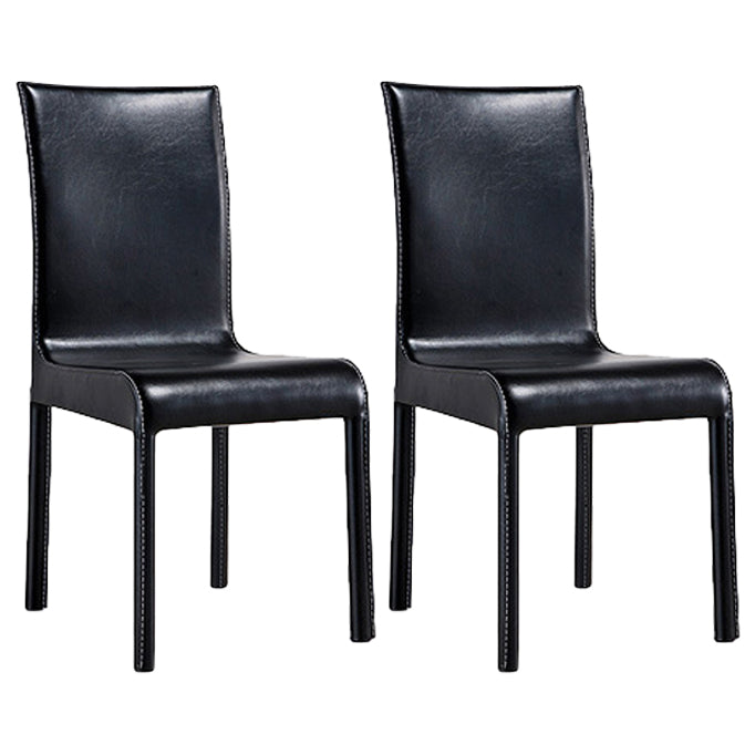 Contemporary Restaurant Leather Side Chair Solid Back Dining Chair (Set of 2) Black Faux Leather Clearhalo ' kitchen&dining_furn' 'Dining Chairs' 'Dining Tables & Seating' 'dining_chair' 'furn' 'furn_dining_chair' 'Furniture' 'furniture_dining_chair' 'Kitchen & Dining Furniture' 'kitchen' 3966851