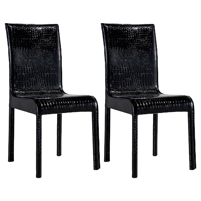 Contemporary Restaurant Leather Side Chair Solid Back Dining Chair (Set of 2) Black Leather Clearhalo ' kitchen&dining_furn' 'Dining Chairs' 'Dining Tables & Seating' 'dining_chair' 'furn' 'furn_dining_chair' 'Furniture' 'furniture_dining_chair' 'Kitchen & Dining Furniture' 'kitchen' 3966852