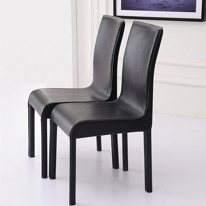 Contemporary Restaurant Leather Side Chair Solid Back Dining Chair (Set of 2) Clearhalo ' kitchen&dining_furn' 'Dining Chairs' 'Dining Tables & Seating' 'dining_chair' 'furn' 'furn_dining_chair' 'Furniture' 'furniture_dining_chair' 'Kitchen & Dining Furniture' 'kitchen' 3966853