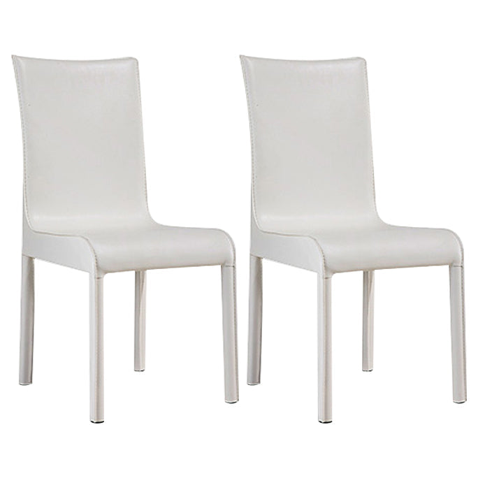 Contemporary Restaurant Leather Side Chair Solid Back Dining Chair (Set of 2) White Faux Leather Clearhalo ' kitchen&dining_furn' 'Dining Chairs' 'Dining Tables & Seating' 'dining_chair' 'furn' 'furn_dining_chair' 'Furniture' 'furniture_dining_chair' 'Kitchen & Dining Furniture' 'kitchen' 3966854