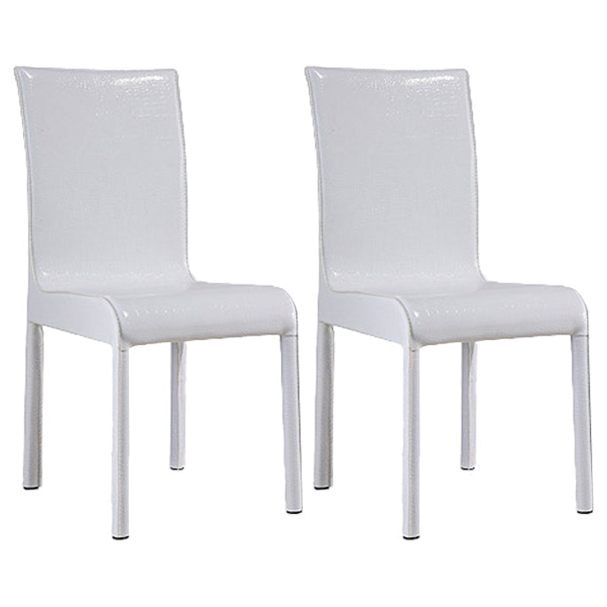 Contemporary Restaurant Leather Side Chair Solid Back Dining Chair (Set of 2) White Leather Clearhalo ' kitchen&dining_furn' 'Dining Chairs' 'Dining Tables & Seating' 'dining_chair' 'furn' 'furn_dining_chair' 'Furniture' 'furniture_dining_chair' 'Kitchen & Dining Furniture' 'kitchen' 3966856