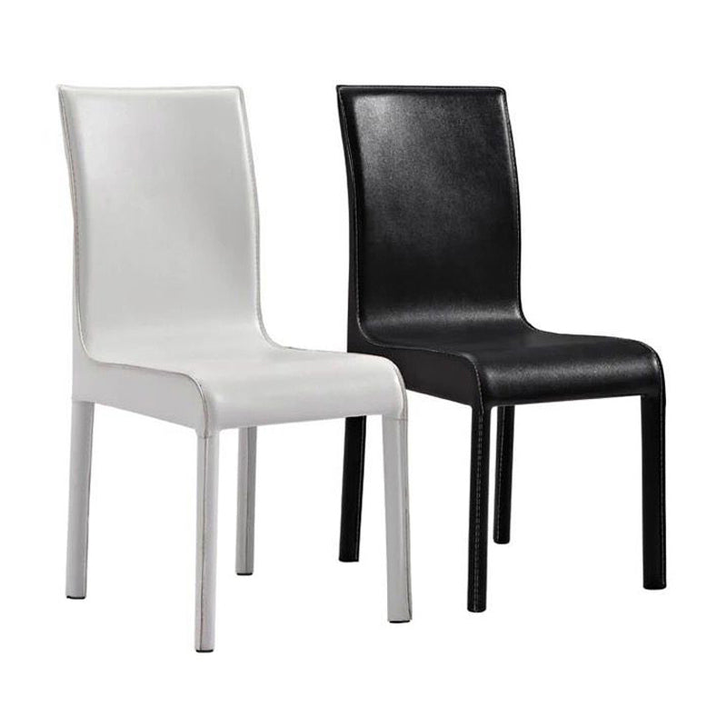 Contemporary Restaurant Leather Side Chair Solid Back Dining Chair (Set of 2) Clearhalo ' kitchen&dining_furn' 'Dining Chairs' 'Dining Tables & Seating' 'dining_chair' 'furn' 'furn_dining_chair' 'Furniture' 'furniture_dining_chair' 'Kitchen & Dining Furniture' 'kitchen' 3966858