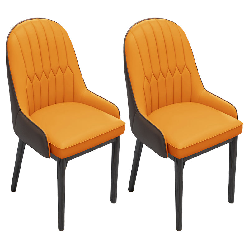 Indoor Scandinavian Arm Chair Upholstered Parsons Back Metal Dining Room Chair Orange 2 Piece Set Black Clearhalo ' kitchen&dining_furn' 'Dining Chairs' 'Dining Tables & Seating' 'dining_chair' 'furn' 'furn_dining_chair' 'Furniture' 'furniture_dining_chair' 'Kitchen & Dining Furniture' 'kitchen' 3966879