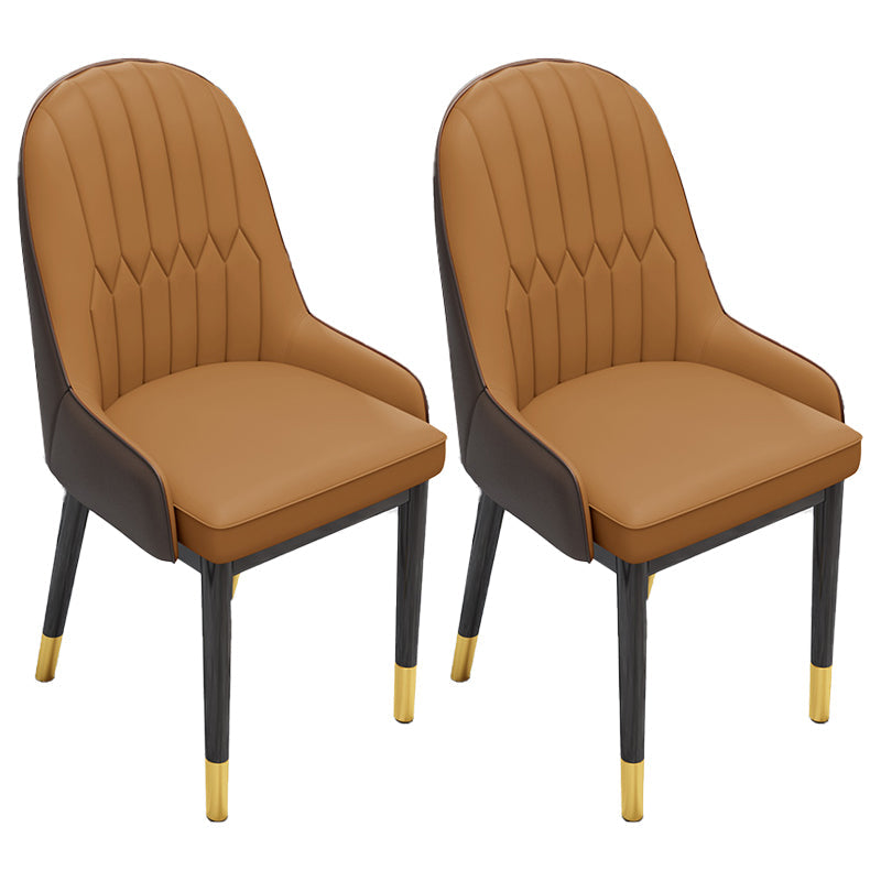 Indoor Scandinavian Arm Chair Upholstered Parsons Back Metal Dining Room Chair Dark Coffee 2 Piece Set Brass Gold Clearhalo ' kitchen&dining_furn' 'Dining Chairs' 'Dining Tables & Seating' 'dining_chair' 'furn' 'furn_dining_chair' 'Furniture' 'furniture_dining_chair' 'Kitchen & Dining Furniture' 'kitchen' 3966908