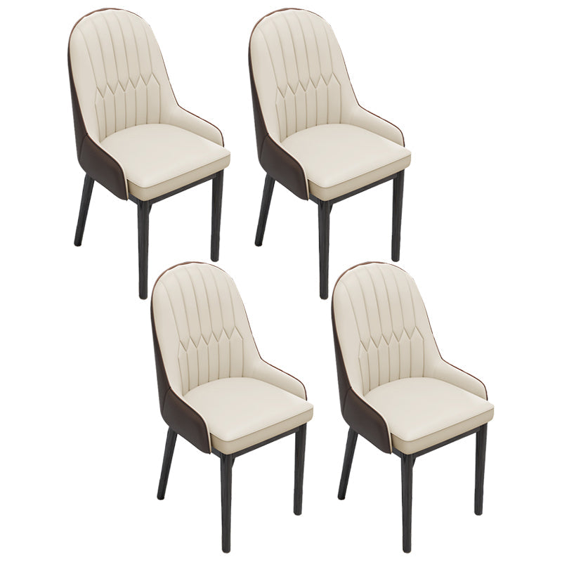 Indoor Scandinavian Arm Chair Upholstered Parsons Back Metal Dining Room Chair Off-White 4 Piece Set Black Clearhalo ' kitchen&dining_furn' 'Dining Chairs' 'Dining Tables & Seating' 'dining_chair' 'furn' 'furn_dining_chair' 'Furniture' 'furniture_dining_chair' 'Kitchen & Dining Furniture' 'kitchen' 3966924