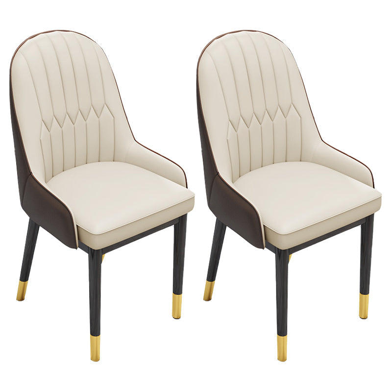 Indoor Scandinavian Arm Chair Upholstered Parsons Back Metal Dining Room Chair Off-White 2 Piece Set Brass Gold Clearhalo ' kitchen&dining_furn' 'Dining Chairs' 'Dining Tables & Seating' 'dining_chair' 'furn' 'furn_dining_chair' 'Furniture' 'furniture_dining_chair' 'Kitchen & Dining Furniture' 'kitchen' 3966926