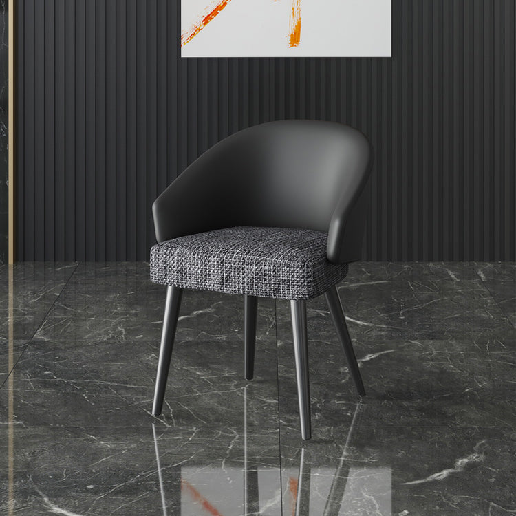 Scandinavian Indoor Arm Chair Upholstered Parsons Back Metal Dining Room Chair Black 1 Piece Black Clearhalo ' kitchen&dining_furn' 'Dining Chairs' 'Dining Tables & Seating' 'dining_chair' 'furn' 'furn_dining_chair' 'Furniture' 'furniture_dining_chair' 'Kitchen & Dining Furniture' 'kitchen' 3966930