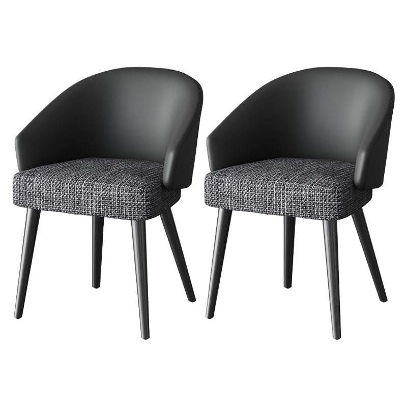 Scandinavian Indoor Arm Chair Upholstered Parsons Back Metal Dining Room Chair Black 2 Piece Set Black Clearhalo ' kitchen&dining_furn' 'Dining Chairs' 'Dining Tables & Seating' 'dining_chair' 'furn' 'furn_dining_chair' 'Furniture' 'furniture_dining_chair' 'Kitchen & Dining Furniture' 'kitchen' 3966931