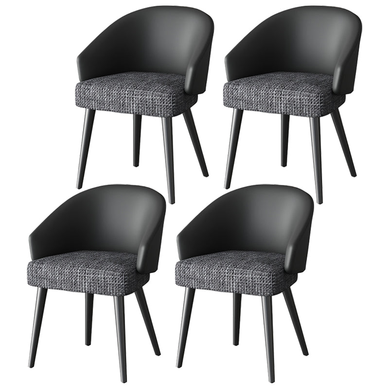 Scandinavian Indoor Arm Chair Upholstered Parsons Back Metal Dining Room Chair Black 4 Piece Set Black Clearhalo ' kitchen&dining_furn' 'Dining Chairs' 'Dining Tables & Seating' 'dining_chair' 'furn' 'furn_dining_chair' 'Furniture' 'furniture_dining_chair' 'Kitchen & Dining Furniture' 'kitchen' 3966933