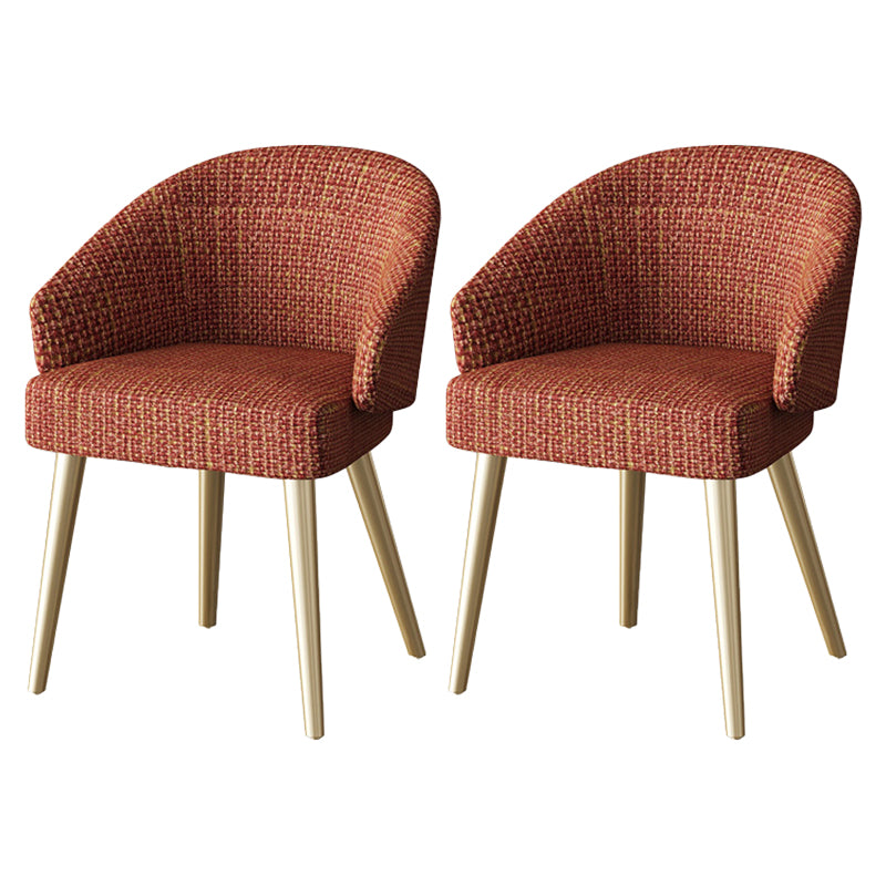 Scandinavian Indoor Arm Chair Upholstered Parsons Back Metal Dining Room Chair Red 2 Piece Set Brass Gold Clearhalo ' kitchen&dining_furn' 'Dining Chairs' 'Dining Tables & Seating' 'dining_chair' 'furn' 'furn_dining_chair' 'Furniture' 'furniture_dining_chair' 'Kitchen & Dining Furniture' 'kitchen' 3966944
