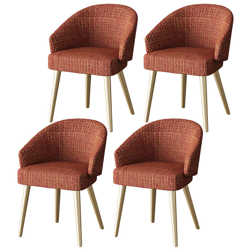 Scandinavian Indoor Arm Chair Upholstered Parsons Back Metal Dining Room Chair Red 4 Piece Set Brass Gold Clearhalo ' kitchen&dining_furn' 'Dining Chairs' 'Dining Tables & Seating' 'dining_chair' 'furn' 'furn_dining_chair' 'Furniture' 'furniture_dining_chair' 'Kitchen & Dining Furniture' 'kitchen' 3966946