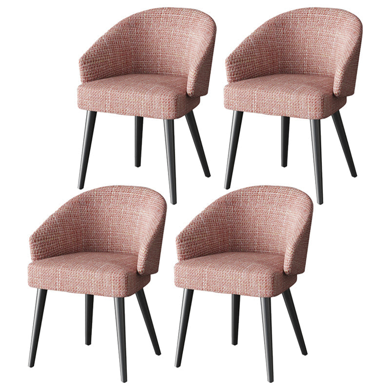 Scandinavian Indoor Arm Chair Upholstered Parsons Back Metal Dining Room Chair Pink 4 Piece Set Black Clearhalo ' kitchen&dining_furn' 'Dining Chairs' 'Dining Tables & Seating' 'dining_chair' 'furn' 'furn_dining_chair' 'Furniture' 'furniture_dining_chair' 'Kitchen & Dining Furniture' 'kitchen' 3966949
