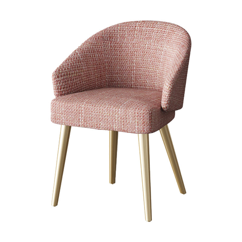 Scandinavian Indoor Arm Chair Upholstered Parsons Back Metal Dining Room Chair Pink 1 Piece Brass Gold Clearhalo ' kitchen&dining_furn' 'Dining Chairs' 'Dining Tables & Seating' 'dining_chair' 'furn' 'furn_dining_chair' 'Furniture' 'furniture_dining_chair' 'Kitchen & Dining Furniture' 'kitchen' 3966950