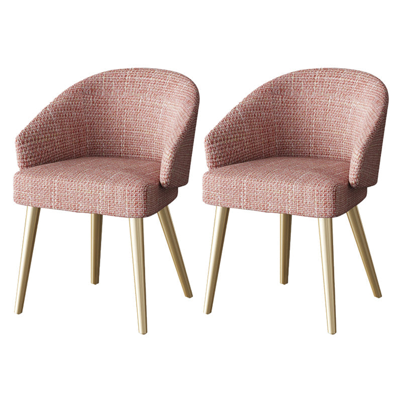 Scandinavian Indoor Arm Chair Upholstered Parsons Back Metal Dining Room Chair Pink 2 Piece Set Brass Gold Clearhalo ' kitchen&dining_furn' 'Dining Chairs' 'Dining Tables & Seating' 'dining_chair' 'furn' 'furn_dining_chair' 'Furniture' 'furniture_dining_chair' 'Kitchen & Dining Furniture' 'kitchen' 3966951