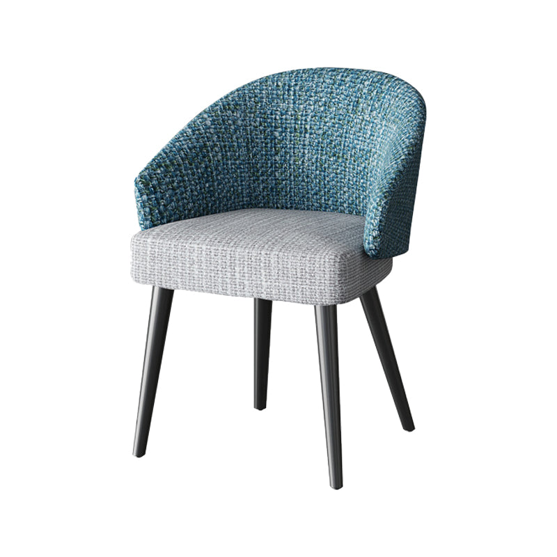Scandinavian Indoor Arm Chair Upholstered Parsons Back Metal Dining Room Chair Blue-Gray 1 Piece Black Clearhalo ' kitchen&dining_furn' 'Dining Chairs' 'Dining Tables & Seating' 'dining_chair' 'furn' 'furn_dining_chair' 'Furniture' 'furniture_dining_chair' 'Kitchen & Dining Furniture' 'kitchen' 3966959