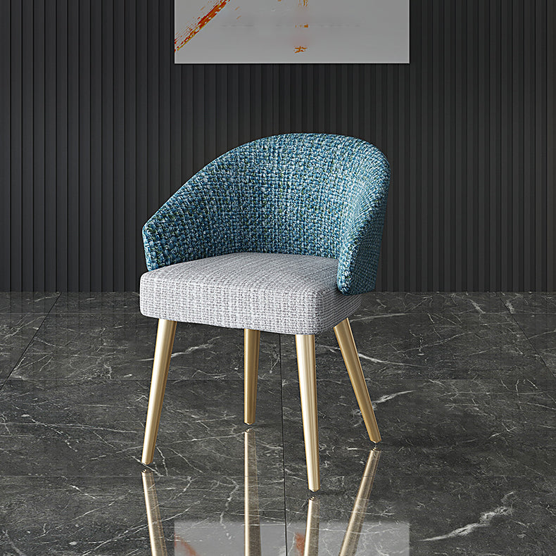 Scandinavian Indoor Arm Chair Upholstered Parsons Back Metal Dining Room Chair Blue-Gray 1 Piece Brass Gold Clearhalo ' kitchen&dining_furn' 'Dining Chairs' 'Dining Tables & Seating' 'dining_chair' 'furn' 'furn_dining_chair' 'Furniture' 'furniture_dining_chair' 'Kitchen & Dining Furniture' 'kitchen' 3966962