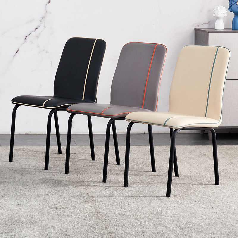 Contemporary Metal Dining Side Chair Dining Room Solid Back Armless Chair Clearhalo ' kitchen&dining_furn' 'Dining Chairs' 'Dining Tables & Seating' 'dining_chair' 'furn' 'furn_dining_chair' 'Furniture' 'furniture_dining_chair' 'Kitchen & Dining Furniture' 'kitchen' 3966968