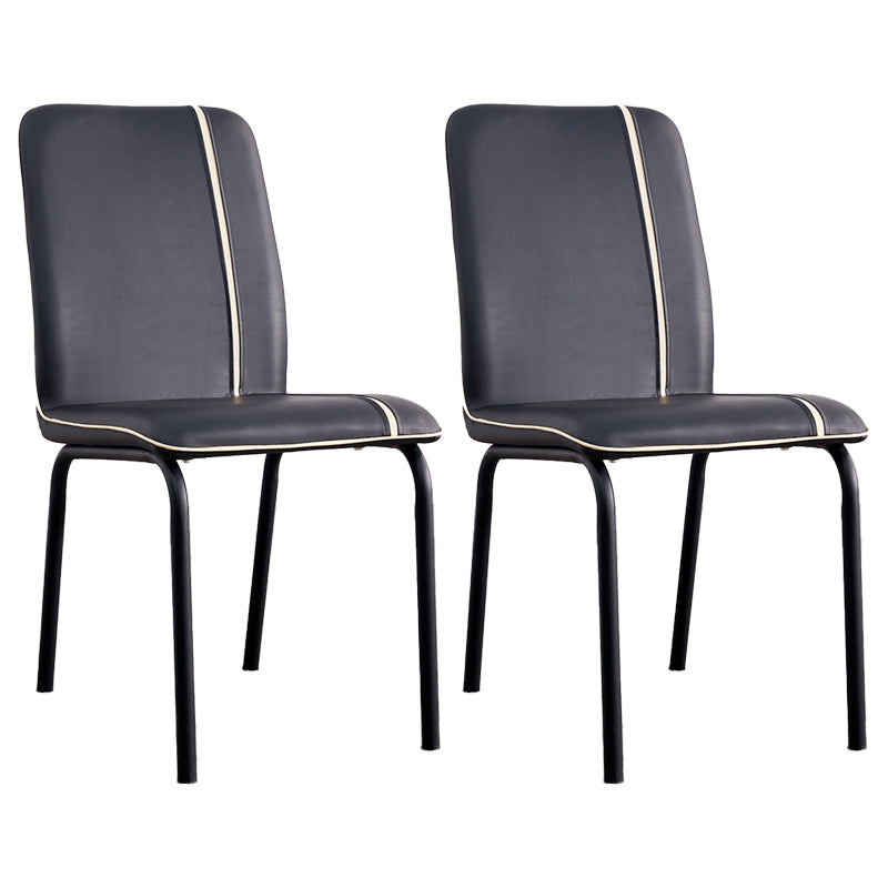 Contemporary Metal Dining Side Chair Dining Room Solid Back Armless Chair Black 2 Piece Set Clearhalo ' kitchen&dining_furn' 'Dining Chairs' 'Dining Tables & Seating' 'dining_chair' 'furn' 'furn_dining_chair' 'Furniture' 'furniture_dining_chair' 'Kitchen & Dining Furniture' 'kitchen' 3966969