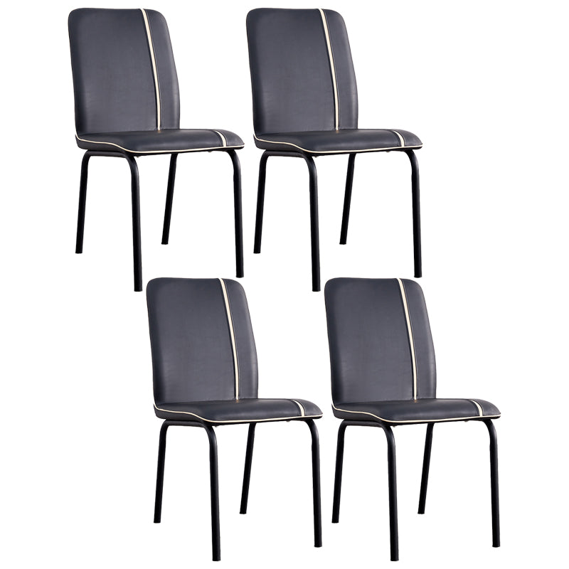 Contemporary Metal Dining Side Chair Dining Room Solid Back Armless Chair Black 4 Piece Set Clearhalo ' kitchen&dining_furn' 'Dining Chairs' 'Dining Tables & Seating' 'dining_chair' 'furn' 'furn_dining_chair' 'Furniture' 'furniture_dining_chair' 'Kitchen & Dining Furniture' 'kitchen' 3966970