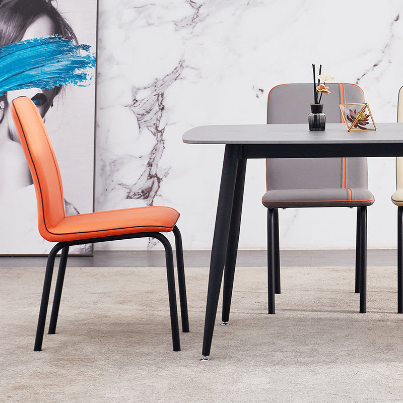 Contemporary Metal Dining Side Chair Dining Room Solid Back Armless Chair Clearhalo ' kitchen&dining_furn' 'Dining Chairs' 'Dining Tables & Seating' 'dining_chair' 'furn' 'furn_dining_chair' 'Furniture' 'furniture_dining_chair' 'Kitchen & Dining Furniture' 'kitchen' 3966971