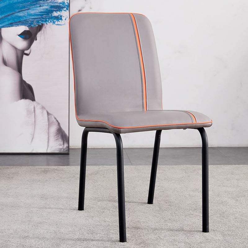 Contemporary Metal Dining Side Chair Dining Room Solid Back Armless Chair Grey 1 Piece Clearhalo ' kitchen&dining_furn' 'Dining Chairs' 'Dining Tables & Seating' 'dining_chair' 'furn' 'furn_dining_chair' 'Furniture' 'furniture_dining_chair' 'Kitchen & Dining Furniture' 'kitchen' 3966972