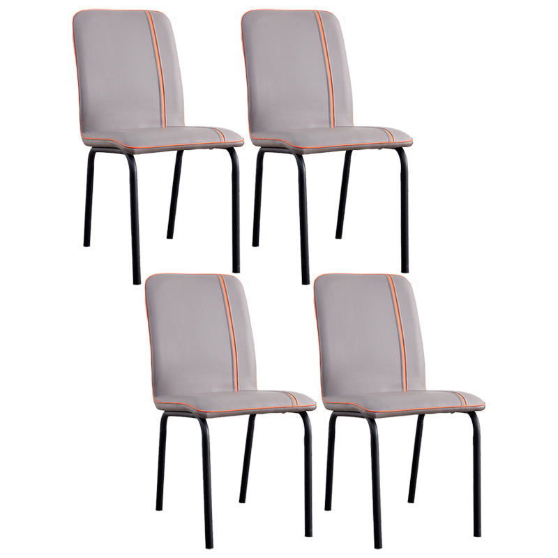 Contemporary Metal Dining Side Chair Dining Room Solid Back Armless Chair Grey 4 Piece Set Clearhalo ' kitchen&dining_furn' 'Dining Chairs' 'Dining Tables & Seating' 'dining_chair' 'furn' 'furn_dining_chair' 'Furniture' 'furniture_dining_chair' 'Kitchen & Dining Furniture' 'kitchen' 3966977
