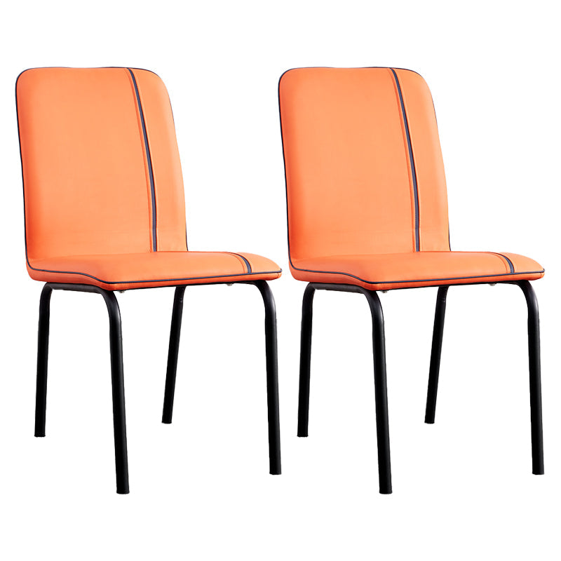 Contemporary Metal Dining Side Chair Dining Room Solid Back Armless Chair Orange 2 Piece Set Clearhalo ' kitchen&dining_furn' 'Dining Chairs' 'Dining Tables & Seating' 'dining_chair' 'furn' 'furn_dining_chair' 'Furniture' 'furniture_dining_chair' 'Kitchen & Dining Furniture' 'kitchen' 3966981