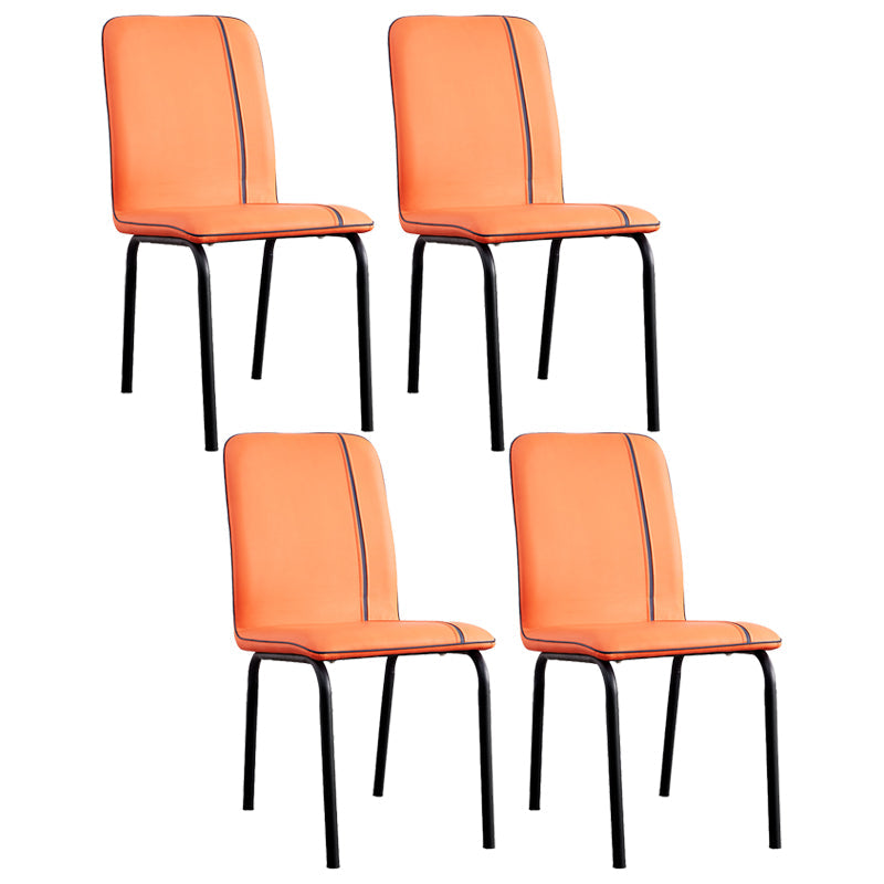 Contemporary Metal Dining Side Chair Dining Room Solid Back Armless Chair Orange 4 Piece Set Clearhalo ' kitchen&dining_furn' 'Dining Chairs' 'Dining Tables & Seating' 'dining_chair' 'furn' 'furn_dining_chair' 'Furniture' 'furniture_dining_chair' 'Kitchen & Dining Furniture' 'kitchen' 3966983