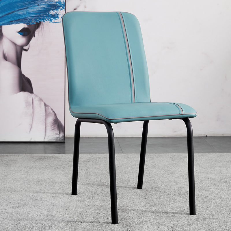 Contemporary Metal Dining Side Chair Dining Room Solid Back Armless Chair Lake Blue 1 Piece Clearhalo ' kitchen&dining_furn' 'Dining Chairs' 'Dining Tables & Seating' 'dining_chair' 'furn' 'furn_dining_chair' 'Furniture' 'furniture_dining_chair' 'Kitchen & Dining Furniture' 'kitchen' 3966985