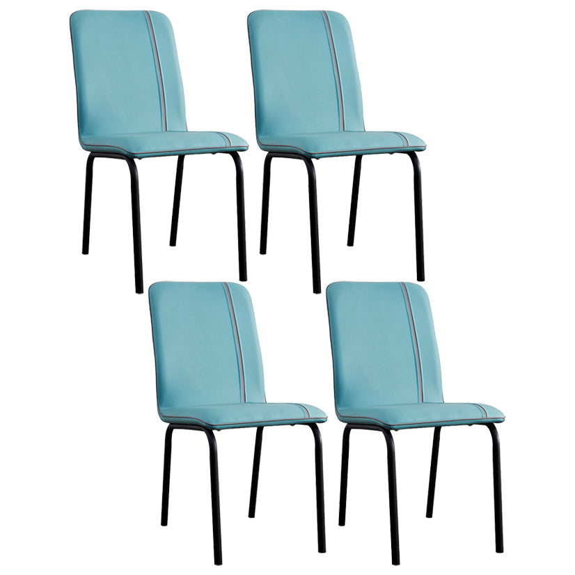 Contemporary Metal Dining Side Chair Dining Room Solid Back Armless Chair Lake Blue 4 Piece Set Clearhalo ' kitchen&dining_furn' 'Dining Chairs' 'Dining Tables & Seating' 'dining_chair' 'furn' 'furn_dining_chair' 'Furniture' 'furniture_dining_chair' 'Kitchen & Dining Furniture' 'kitchen' 3966987