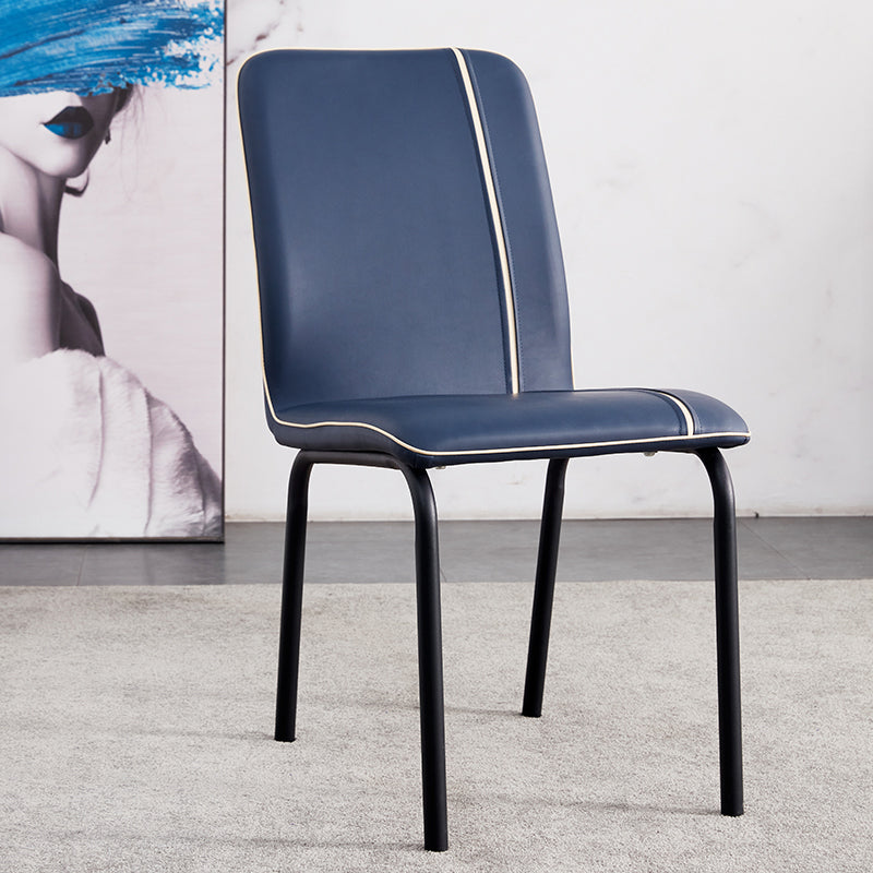 Contemporary Metal Dining Side Chair Dining Room Solid Back Armless Chair Royal Blue 1 Piece Clearhalo ' kitchen&dining_furn' 'Dining Chairs' 'Dining Tables & Seating' 'dining_chair' 'furn' 'furn_dining_chair' 'Furniture' 'furniture_dining_chair' 'Kitchen & Dining Furniture' 'kitchen' 3966988