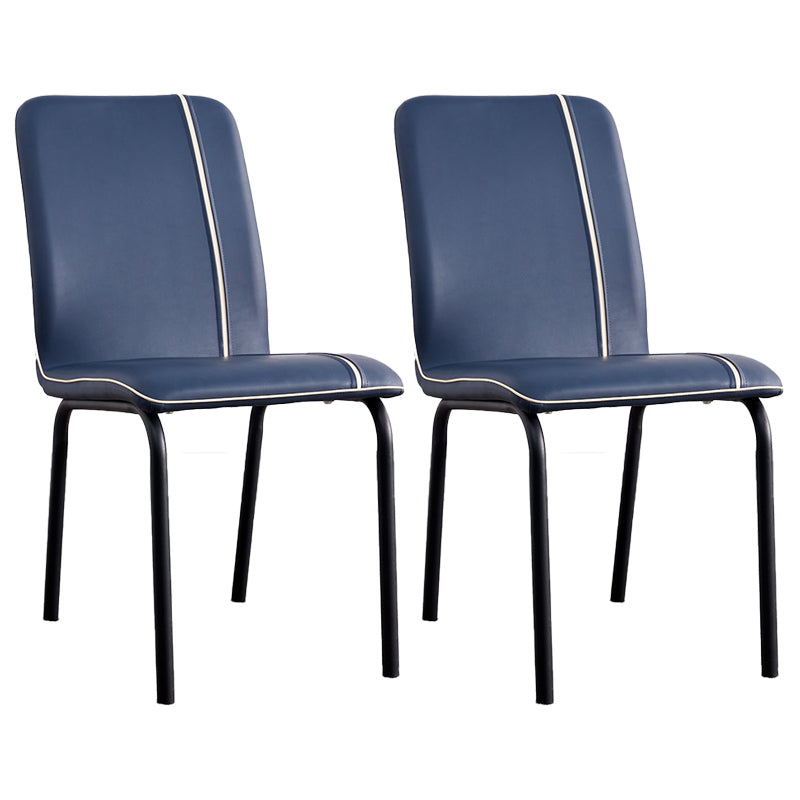 Contemporary Metal Dining Side Chair Dining Room Solid Back Armless Chair Royal Blue 2 Piece Set Clearhalo ' kitchen&dining_furn' 'Dining Chairs' 'Dining Tables & Seating' 'dining_chair' 'furn' 'furn_dining_chair' 'Furniture' 'furniture_dining_chair' 'Kitchen & Dining Furniture' 'kitchen' 3966989
