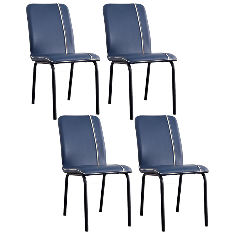 Contemporary Metal Dining Side Chair Dining Room Solid Back Armless Chair Royal Blue 4 Piece Set Clearhalo ' kitchen&dining_furn' 'Dining Chairs' 'Dining Tables & Seating' 'dining_chair' 'furn' 'furn_dining_chair' 'Furniture' 'furniture_dining_chair' 'Kitchen & Dining Furniture' 'kitchen' 3966990