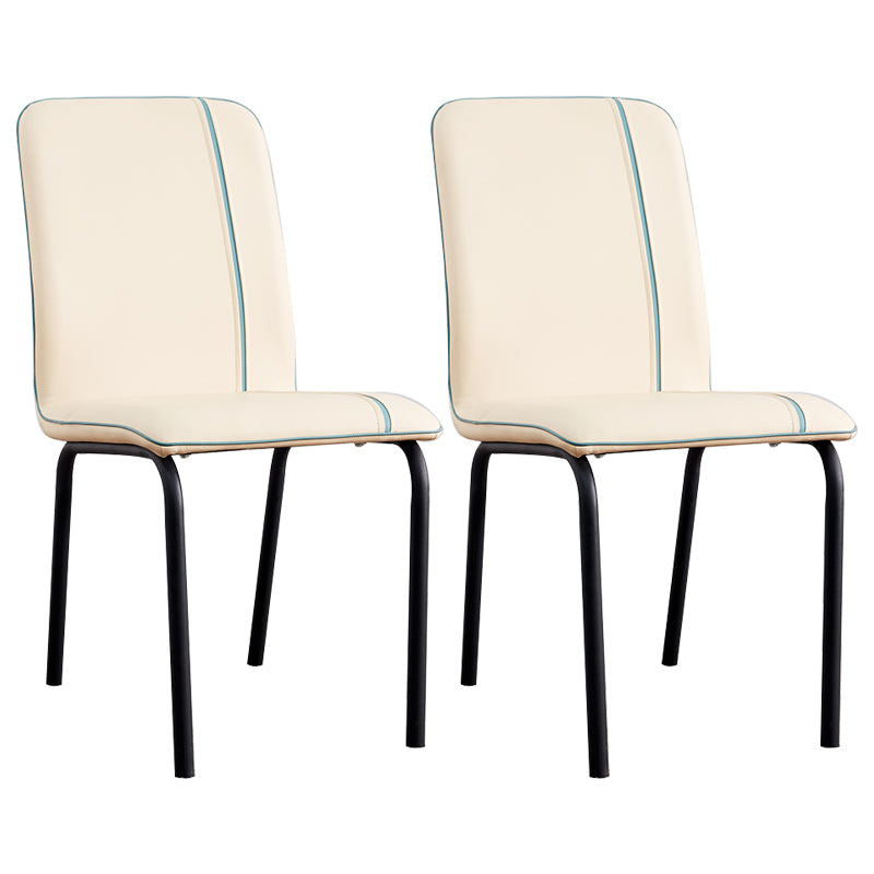 Contemporary Metal Dining Side Chair Dining Room Solid Back Armless Chair Beige 2 Piece Set Clearhalo ' kitchen&dining_furn' 'Dining Chairs' 'Dining Tables & Seating' 'dining_chair' 'furn' 'furn_dining_chair' 'Furniture' 'furniture_dining_chair' 'Kitchen & Dining Furniture' 'kitchen' 3966992