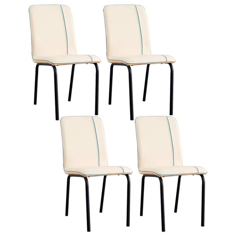 Contemporary Metal Dining Side Chair Dining Room Solid Back Armless Chair Beige 4 Piece Set Clearhalo ' kitchen&dining_furn' 'Dining Chairs' 'Dining Tables & Seating' 'dining_chair' 'furn' 'furn_dining_chair' 'Furniture' 'furniture_dining_chair' 'Kitchen & Dining Furniture' 'kitchen' 3966993