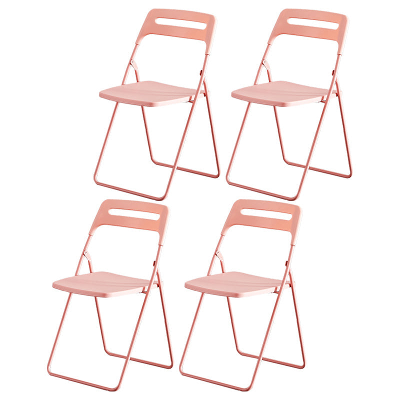 Modern Indoor-Outdoor Metal Side Chair Folding Armless Dining Side Chair Pink 4 Piece Set Clearhalo ' kitchen&dining_furn' 'Dining Chairs' 'Dining Tables & Seating' 'dining_chair' 'furn' 'furn_dining_chair' 'Furniture' 'furniture_dining_chair' 'Kitchen & Dining Furniture' 'kitchen' 3967018