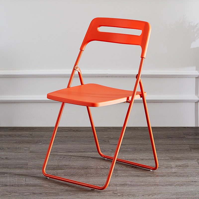 Modern Indoor-Outdoor Metal Side Chair Folding Armless Dining Side Chair Orange 1 Piece Clearhalo ' kitchen&dining_furn' 'Dining Chairs' 'Dining Tables & Seating' 'dining_chair' 'furn' 'furn_dining_chair' 'Furniture' 'furniture_dining_chair' 'Kitchen & Dining Furniture' 'kitchen' 3967026