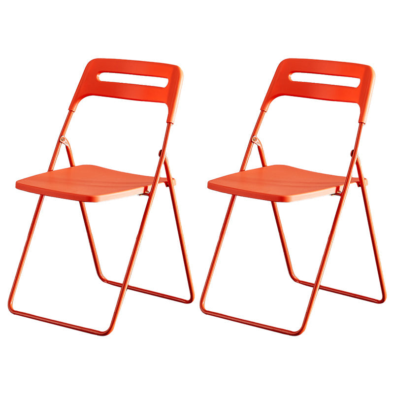 Modern Indoor-Outdoor Metal Side Chair Folding Armless Dining Side Chair Orange 2 Piece Set Clearhalo ' kitchen&dining_furn' 'Dining Chairs' 'Dining Tables & Seating' 'dining_chair' 'furn' 'furn_dining_chair' 'Furniture' 'furniture_dining_chair' 'Kitchen & Dining Furniture' 'kitchen' 3967027