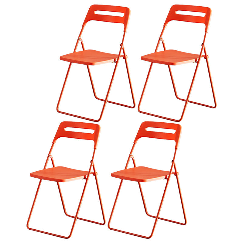 Modern Indoor-Outdoor Metal Side Chair Folding Armless Dining Side Chair Orange 4 Piece Set Clearhalo ' kitchen&dining_furn' 'Dining Chairs' 'Dining Tables & Seating' 'dining_chair' 'furn' 'furn_dining_chair' 'Furniture' 'furniture_dining_chair' 'Kitchen & Dining Furniture' 'kitchen' 3967028