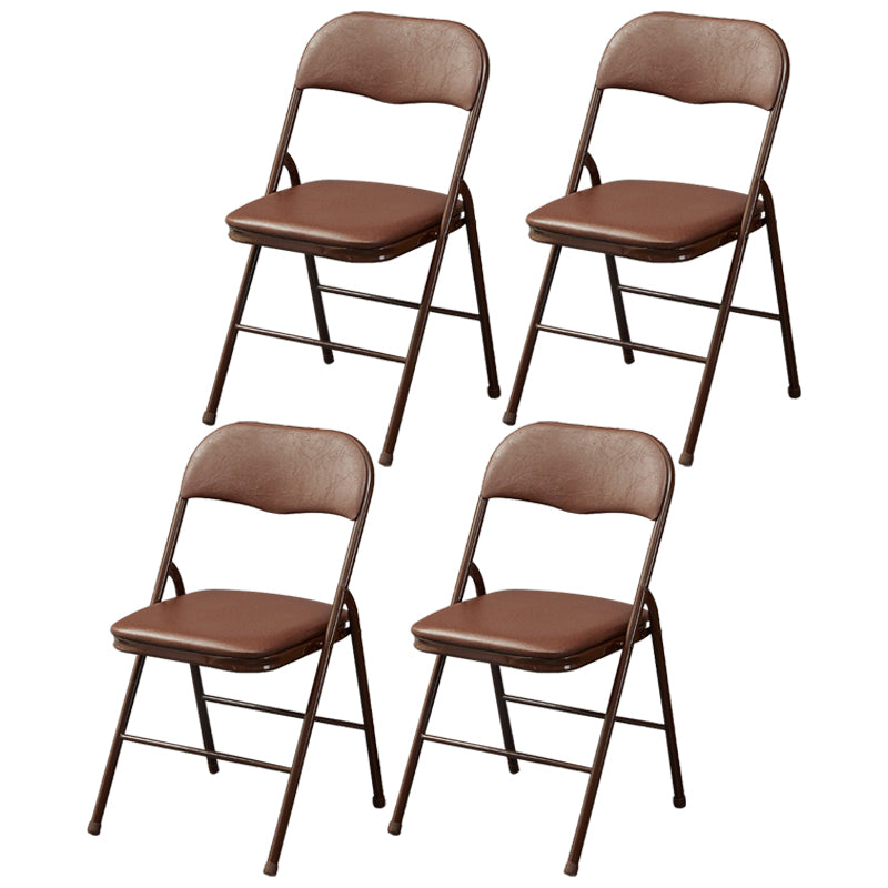 Modern Indoor-Outdoor Chair Metal Armless Open Back Dining Side Chair Brown 4 Piece Set Clearhalo ' kitchen&dining_furn' 'Dining Chairs' 'Dining Tables & Seating' 'dining_chair' 'furn' 'furn_dining_chair' 'Furniture' 'furniture_dining_chair' 'Kitchen & Dining Furniture' 'kitchen' 3967047