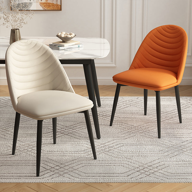 Contemporary Metal Dining Chairs Upholstered Armless Dining Leather Chairs for Home Use Clearhalo ' kitchen&dining_furn' 'Dining Chairs' 'Dining Tables & Seating' 'dining_chair' 'furn' 'furn_dining_chair' 'Furniture' 'furniture_dining_chair' 'Kitchen & Dining Furniture' 'kitchen' 3967064