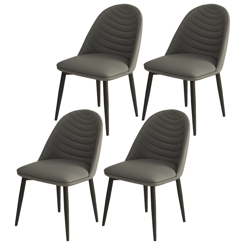 Contemporary Metal Dining Chairs Upholstered Armless Dining Leather Chairs for Home Use Grey 4 Piece Set Clearhalo ' kitchen&dining_furn' 'Dining Chairs' 'Dining Tables & Seating' 'dining_chair' 'furn' 'furn_dining_chair' 'Furniture' 'furniture_dining_chair' 'Kitchen & Dining Furniture' 'kitchen' 3967067