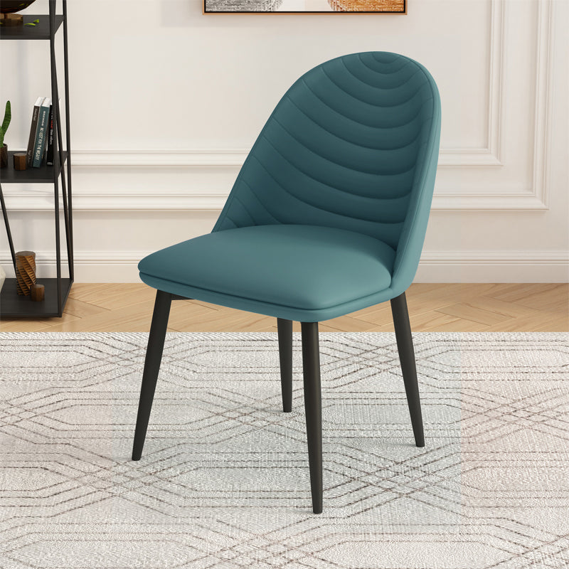 Contemporary Metal Dining Chairs Upholstered Armless Dining Leather Chairs for Home Use Blue 1 Piece Clearhalo ' kitchen&dining_furn' 'Dining Chairs' 'Dining Tables & Seating' 'dining_chair' 'furn' 'furn_dining_chair' 'Furniture' 'furniture_dining_chair' 'Kitchen & Dining Furniture' 'kitchen' 3967068